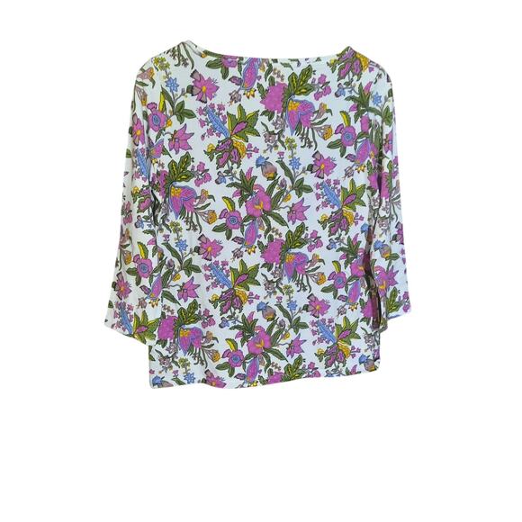 Talbots Bateau Neck 3/4 Sleeve Floral The Talbot Tee Size Medium NWT - Picture 3 of 7